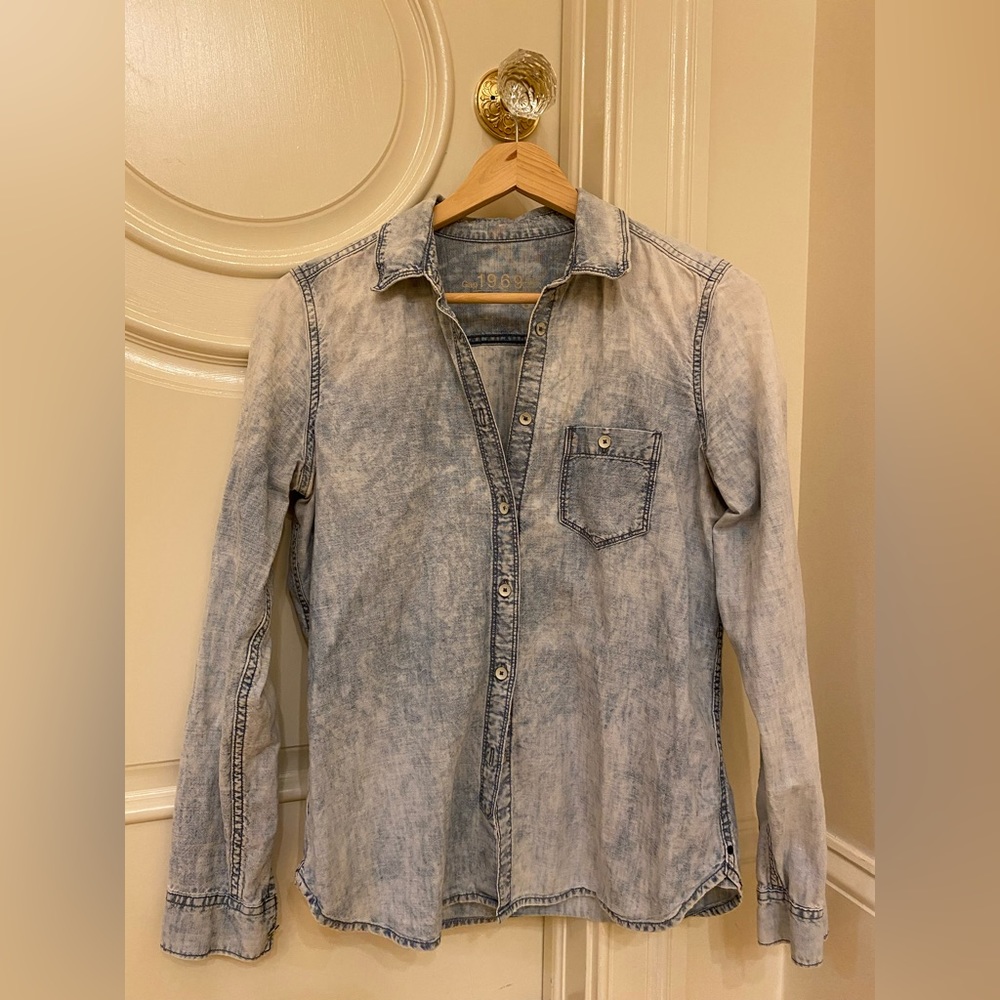Vintage Gap 1969 Acid-Wash Jean Button-Up